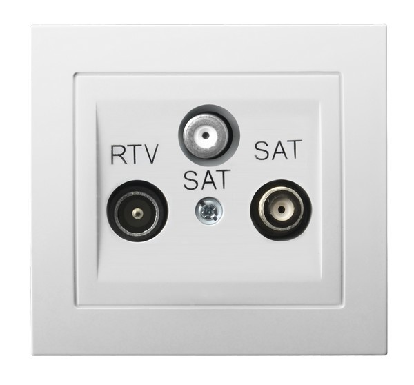 GNIAZDO RTV-SAT Z DWOMA WYJŚCIAMI SAT BIAŁY KIER - GPA-W2S/00 - OSPEL