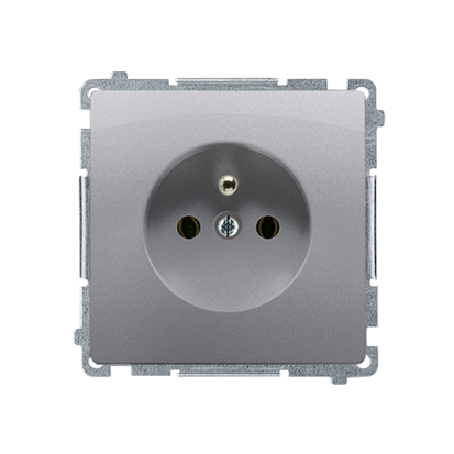 GNIAZDO POJEDYNCZE Z UZIEMIENIEM PRZESŁONAMI TORÓW PRĄD (MODUŁ) STAL INOX SIMON BASIC - BMGZ1cz.01/21 - KONTAKT SIMON
