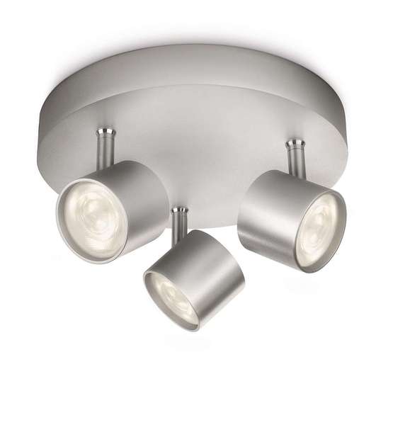 OPRAWA DOMOWA SUFITOWA LED 3X3W IP20 2700K 500LM Z ŹRÓDŁEM EEL=A+ STAR ALUMINIUM - 562434816 - PHILIPS ŹRÓDŁA