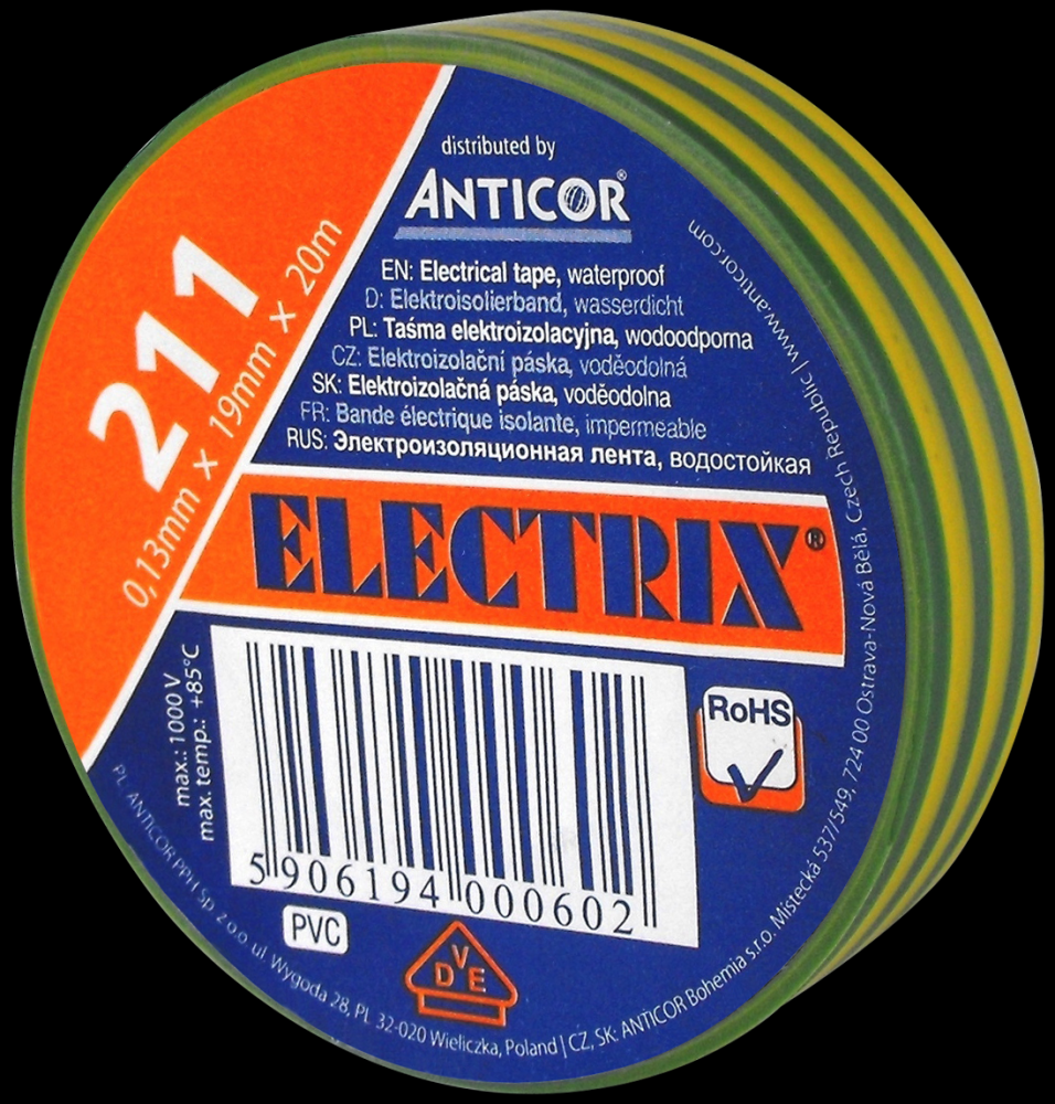 TAŚMA 19/20 ŻÓŁTO-ZIELONA ANTICOR ELECTRIX 211 - PE-2112000-0019020 - ANTICOR