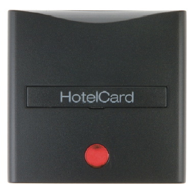 ŁĄCZNIK NA KARTĘ HOTELOWĄ-NASADKA Z NADRUKIEM I CZERWONĄ SOCZEWKĄ ANTRACYT B.KWADRAT/B.3/B.7 - 16401606 - HAGER - BERKER