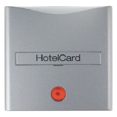 ŁĄCZNIK NA KARTĘ HOTELOWĄ-NASADKA Z NADRUKIEM I CZERWONĄ SOCZEWKĄ ALU B.1/B.7 - 16401404 - HAGER - BERKER
