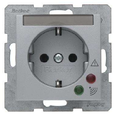 GNIAZDO SCHUKO Z OCHRONĄ PRZEPIĘCIOWĄ I POLEM OPISOWYM ALU B.7 - 41081404 - HAGER - BERKER
