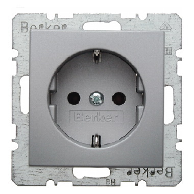 GNIAZDO SCHUKO Z UZIEMIENIEM SAMOZACISKI ALU B.KWADRAT/B.7 - 47431404 - HAGER - BERKER