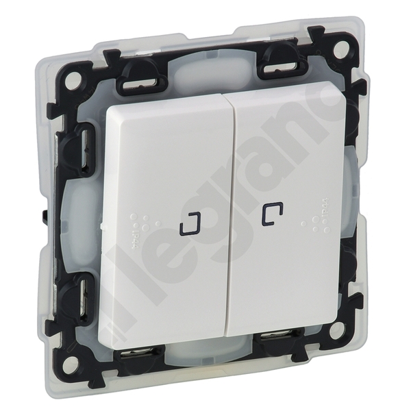 ŁĄCZNIK SCHODOWY PODWÓJNY PODŚWIETLANY BIAŁY 10 AX - 250 V~VALENA LIFE - 752159 - LEGRAND