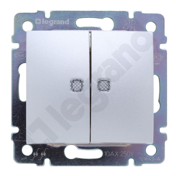 ŁĄCZNIK SCHODOWY PODWÓJNY PODŚWIETLANY ALUMINIUM VALENA - 770212 - LEGRAND