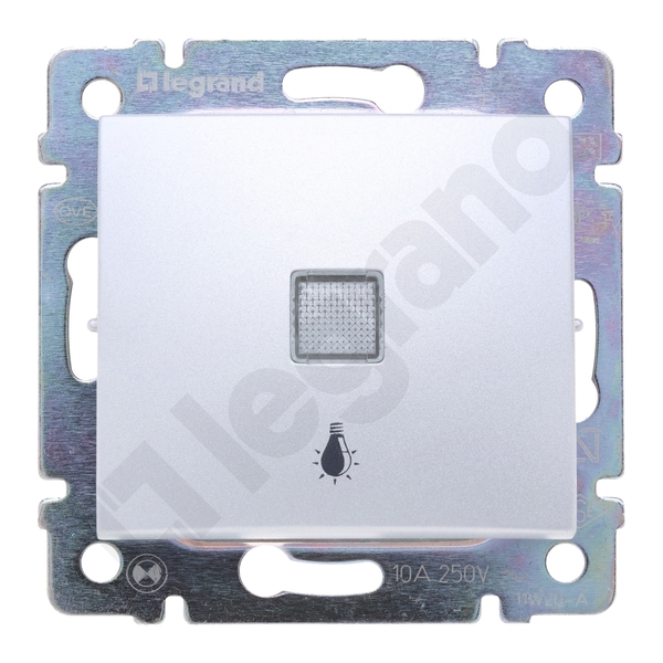 PRZYCISK JEDNOBIEGUNOWY PODŚWIETLANY Z SYMBOLEM LAMPY ALUMINIUM VALENA - 770113 - LEGRAND