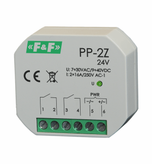 PRZEKAŹNIK 16A 2NO STEROWANIE 7-30V AC/9-40V DC W OBUDOWIE PP-2Z - PP-2Z-24V - F&F