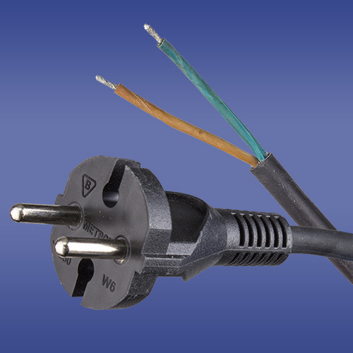 PRZEWÓD PRZYŁĄCZENIOWY - SPZ 2X1.0 H05PR-F (GUMA) WTYCZKA PROSTA 3 M - 51.913 - ELEKTROPLAST OPATÓWEK