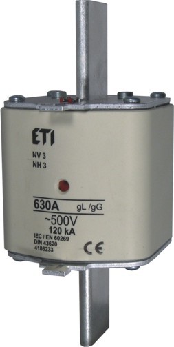 WKŁADKA BEZPIECZNIKOWA 400A WT-3 CHARAKTERYSTYKA GG ZWŁOCZNA KOMBI - 004186329 - ETI