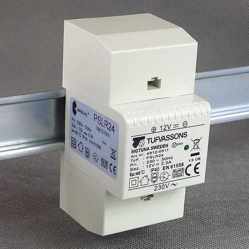 ZASILACZ IMPULSOWY STABILIZOWANY IP33 NA SZYNĘ DIN TH-35 Z ZABEZPIECZENIAMI PSLR 24 230/ 12VDC 2A PSLR - 18912-0011 - BREVE