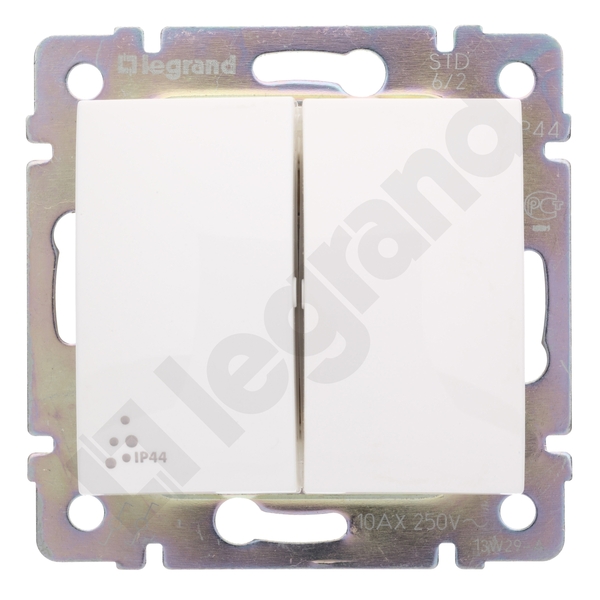 ŁĄCZNIK SCHODOWY PODWÓJNY IP44 10AX-250~ BIAŁY VALENA - 770098 - LEGRAND