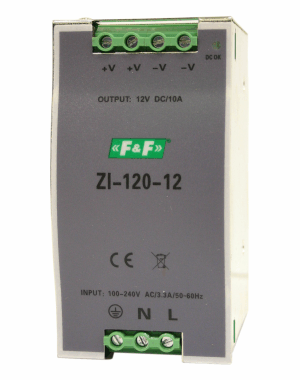 ZASILACZ IMPULSOWY PRZEMYSŁOWY NAP. WEJ. 90÷264V AC/120÷370V DC, P=120W NAP. WYJ. 12V DC. - ZI-120-12V - F&F