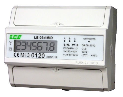 LICZNIK ENERGII ELEKTRYCZNEJ 3 FAZOWY 3X 10/100A 3X 230V. 400V 7-POL WYŚWIETLACZ LED LE-03D - LE-03D - F&F