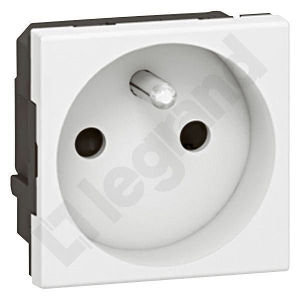 GNIAZDO POJEDYNCZE Z UZIEMIENIEM PODŁĄCZ PRZEZ ZACISKI ŚRUBOWE 4 MM2-2 MODUŁY 16A-250V~ BIAŁE MOSAIC - 077113 - LEGRAND