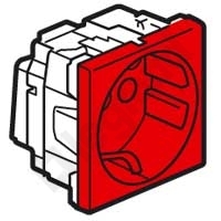 GNIAZDO POJEDYNCZE Z UZIEMIENIEM Z BLOKADĄ SCHUKO 2 MODUŁY 16A-250V CZERWONE MOSAIC - 077214 - LEGRAND