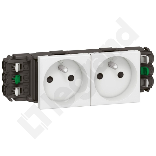 GNIAZDO PODWÓJNE DO KANAŁÓW DLP 2P+Z Z PRZESŁONĄ/ZACISKI AUTOMATYCZNE 16A BIAŁE MOSAIC - 077302 - LEGRAND