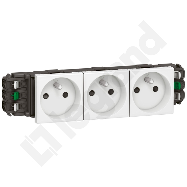 GNIAZDO POTRÓJNE DO KANAŁÓW DLP 2P+Z Z PRZESŁONĄ/ZACISKI AUTOMATYCZNE 16A-250V BIAŁE MOSAIC - 077303 - LEGRAND