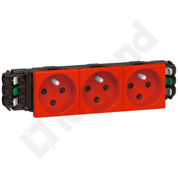 GNIAZDO POTRÓJNE DO KANAŁÓW DLP 2P+Z Z BLOKADĄ/ZACISKI AUTOMATYCZNE 16A-250V CZERWONE MOSAIC - 077323 - LEGRAND