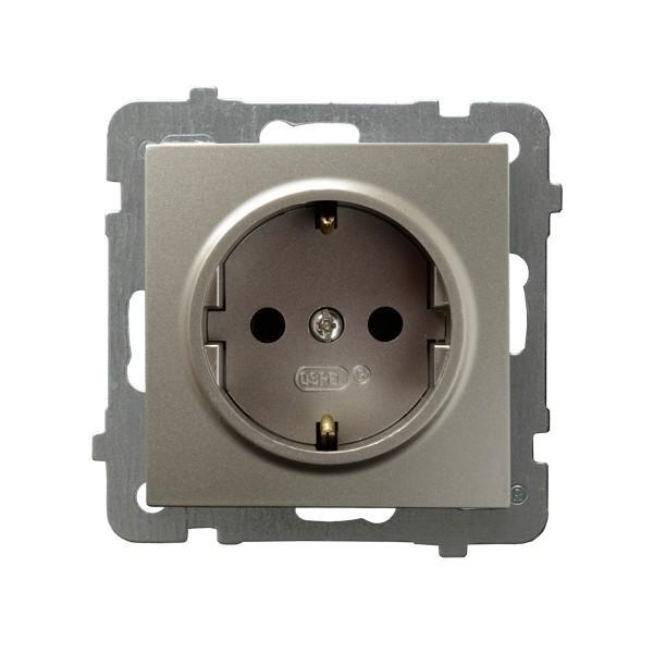 GNIAZDO POJEDYNCZE Z UZIEMIENIEM SCHUKO SATYNA LIGHT AS. - GP-1GS/m/45 - OSPEL