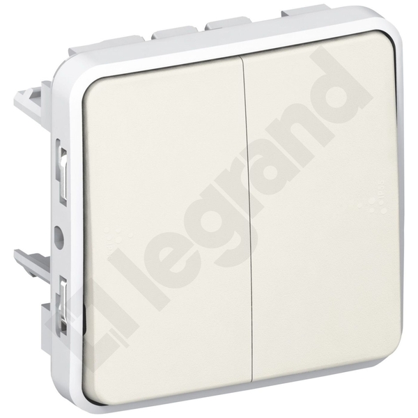 ŁĄCZNIK SCHODOWY PODWÓJNY BIAŁY/ECRU 10AX-250V~ PLEXO55 - 069625 - LEGRAND