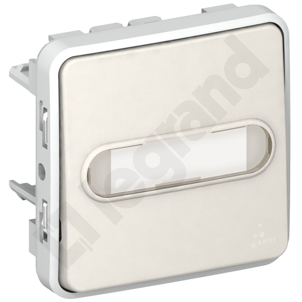 PRZYCISK JEDNOBIEG PODŚWIETLANY Z UCHWYTEM ETYKIETY BIAŁY/ECRU 10A-250V~ PLEXO55 - 069633 - LEGRAND