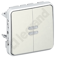 PRZYCISK PODWÓJNY Z DWOMA STYKAMI BIAŁY/ ECRU 10A-250V~ PLEXO55 - 069636 - LEGRAND