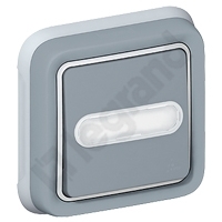 PRZYCISK PODŚWIETLANY Z UCHWYTEM ETYKIETY SZARY 10AX-250V - KOMPLET PODTYNKOWY PLEXO55 - 069824 - LEGRAND