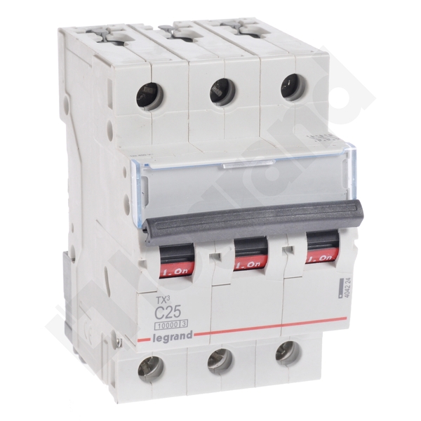 WYŁĄCZNIK NADPRĄDOWY C 25A 3-POLOWY CHARAKTERYSTYKA C SERII TX3 S 313 - 404224 - LEGRAND