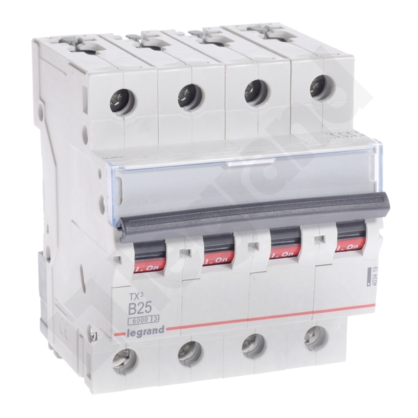 WYŁĄCZNIK NADPRĄDOWY B 25A 4 POLOWY CHARAKTERYSTYKA B S304 - 403419 - LEGRAND