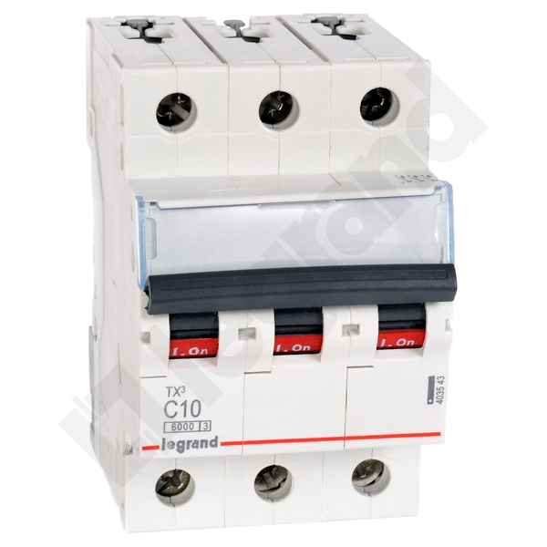 WYŁĄCZNIK NADPRĄDOWY C 10A 3 POLOWY CHARAKTERYSTYKA C S303 - 403543 - LEGRAND