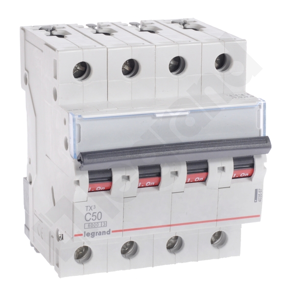 WYŁĄCZNIK NADPRĄDOWY C 50A 4-POLOWY CHARAKTERYSTYKA C SERII TX3 S 304 - 403567 - LEGRAND