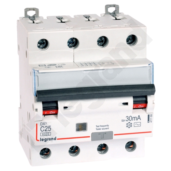 WYŁĄCZNIK RÓŻNICOWY Z CZŁONEM NADPRĄDOWYM C 25A/30MA 4 POLOWY TYP AC CHARAKTERYSTYKA C P314 - 411188 - LEGRAND