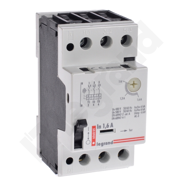 WYŁĄCZNIK SILNIKOWY ZAKRES 1-1.6A AC3 3 BIEGUNY WYZWALANIE TERMOMAG. M250 - 606805 - LEGRAND