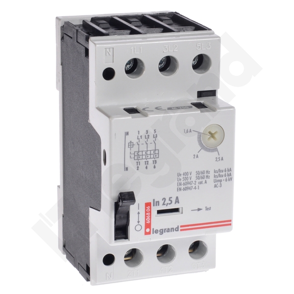 WYŁĄCZNIK SILNIKOWY ZAKRES 1.6-2.5A AC3 3 BIEGUNY WYZWALANIE TERMOMAG. M250 - 606806 - LEGRAND