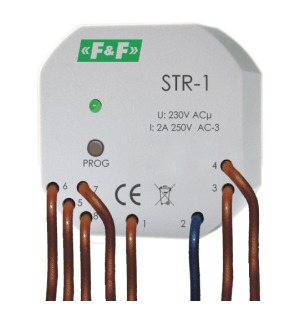 STEROWNIK ROLET 1.5A AC3 230V DWUPRZYCISKOWY MONTAŻ W PUSZCZE FI60 STR-1 - STR-1 - F&F