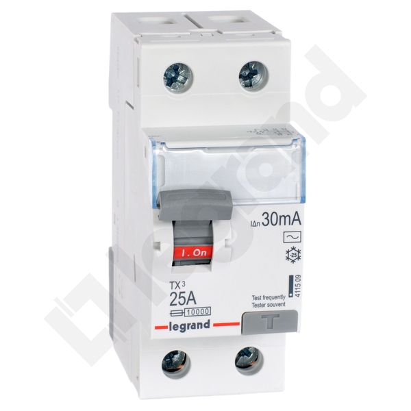 WYŁĄCZNIK RÓŻNICOWY 25A/30MA 2 POLOWY TYP AC P302 - 411509 - LEGRAND