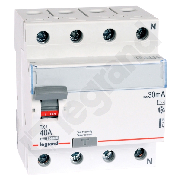 WYŁĄCZNIK RÓŻNICOWY 40A/30MA 4 POLOWY TYP AC P304 - 411708 - LEGRAND