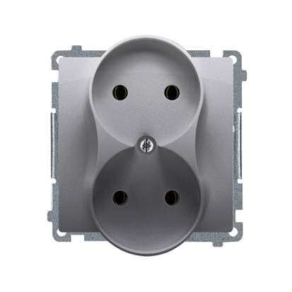 GNIAZDO PODWÓJNE MODUŁ STAL INOX SIMON BASIC - BMG2M.01/21 - KONTAKT SIMON