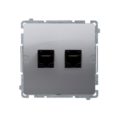 GNIAZDO KOMPUTEROWE RJ45 PODWÓJNE KAT. 5E (MODUŁ) STAL INOX SIMON BASIC - BMF52.02/21 - KONTAKT SIMON