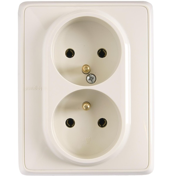 GNIAZDO PODWÓJNE Z UZIEMIENIEM 2X2P+1 16A IP20 KREMOWE CARIVA - 773718 - LEGRAND