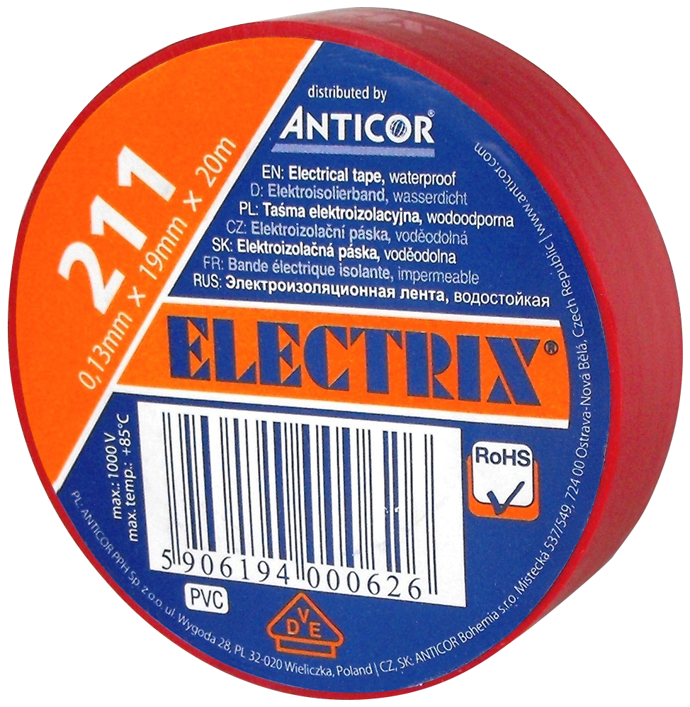 TAŚMA 19/20 CZERWONA ANTICOR ELECTRIX 211 - PE-2112002-0019020 - ANTICOR