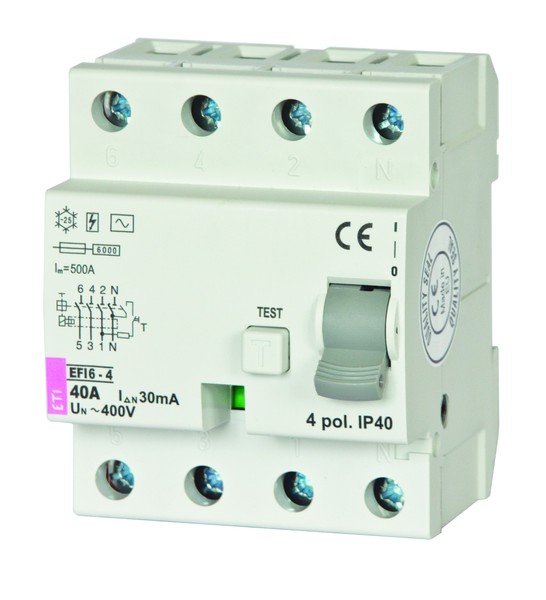 WYŁĄCZNIK RÓŻNICOWY 40A/30MA 4 POLOWY TYP AC EFI6 - 002062138 - ETI