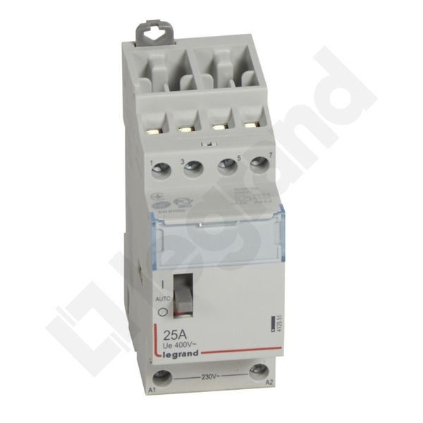STYCZNIK MODUŁOWY 25A AC1 4 BIEGUNY 4NO STEROWANIE 230V AC SM425 - 412551 - LEGRAND