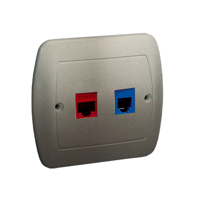 GNIAZDO KOMPUTEROWE RJ45 KAT.5E + GNIAZDO TELEFONICZNE RJ12 SATYNA SIMON AKORD - A5T/29 - KONTAKT SIMON