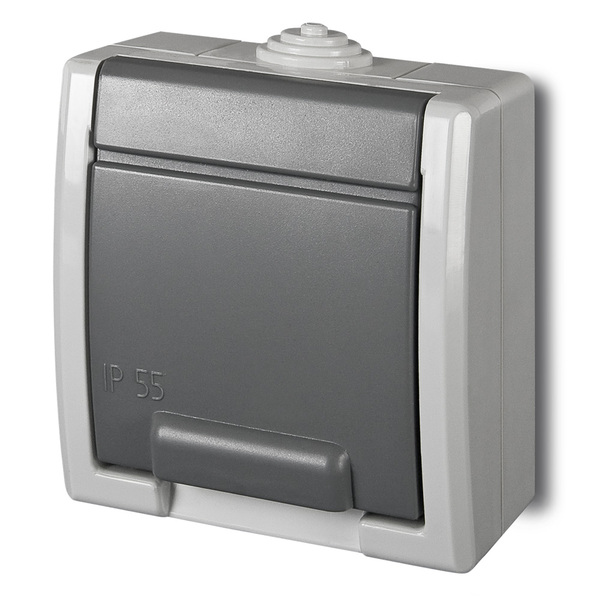 GNIAZDO POJEDYNCZE Z UZIEMIENIEM HERMETYCZNE IP55 SZARE AQUANT - 1241-10 - ELEKTRO-PLAST NASIELSK