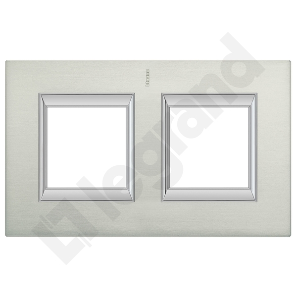 RAMKA PROSTOKĄTNA POZIOMA 2X2 MODUŁY BRUSHED ALUMINIUM AXOLUTE - HA4802M2HXC - LEGRAND
