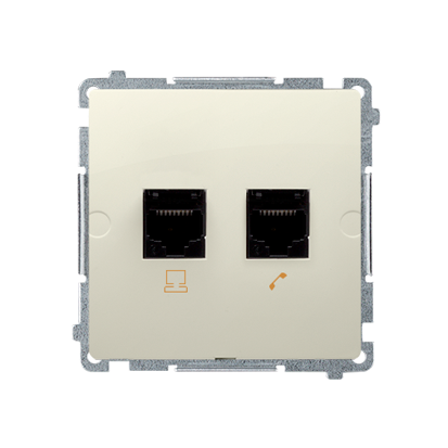 GNIAZDO KOMPUTEROWE RJ45 KAT.5E + GNIAZDO TELEFONICZNE RJ11 (MODUŁ) BEŻ SIMON BASIC - BMF5T.02/12 - KONTAKT SIMON