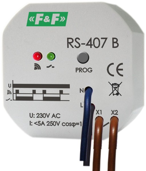 PRZEKAŹNIK BISTABILNY 5A STEROWANIE 230V AC STYK PRZEŁĄCZNY DO STERO. RADIO. DO PUSZKI FI60 RS-407B - RS-407B - F&F