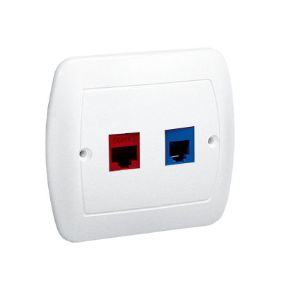 GNIAZDO KOMPUTEROWE RJ45 KAT5E + GNIAZDO TELEFONICZNE RJ12 BIAŁY SIMON AKORD - A5T/11 - KONTAKT SIMON